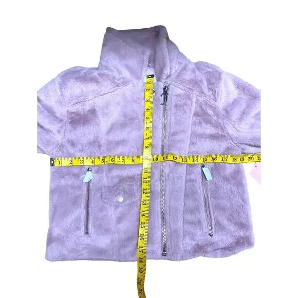 Juicy Couture Blush Pink Faux Fur Plush Moto Jacket Alexa Crop Size Small NWT